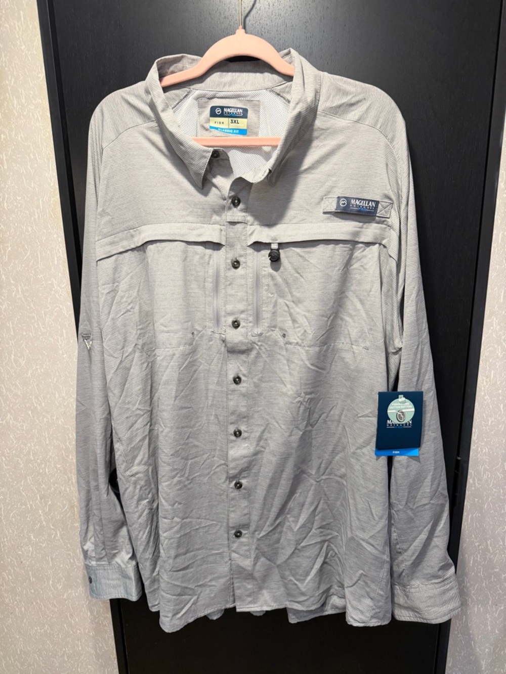 Magellan Outdoors Men’s 3XL Button Fishing Shirt - gray